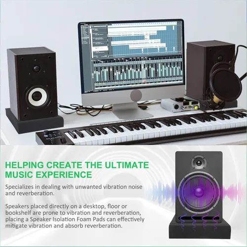Miniatura 6 de JBER Paquete de 2 almohadillas de aislamiento acústico, almohadillas de espuma de aislamiento de altavoces para monitor de estudio, espuma acústica