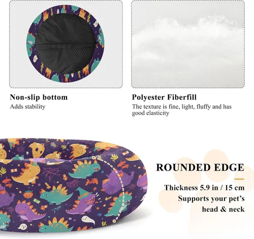 Miniatura 5 de Pet Dog Bed Calming Anti Anxiety Fluffy Cat Cave Bed for Extra Small Size Pets Sleeping S Cute Dinosaur Cartoon Halloween Witch Spiders Web