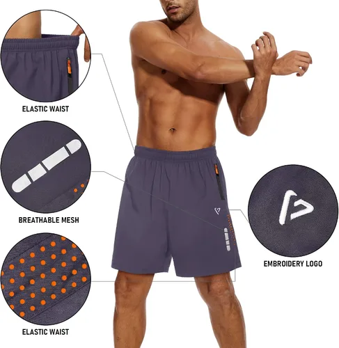 Miniatura 4 de FIONECA Pantalones cortos deportivos para hombre, de secado rápido, ligeros, para correr, con bolsillo, pantalones cortos de gimnasio
