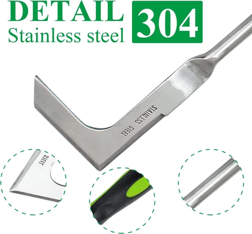 Miniatura 3 de Jiozermi Herramienta de extracción de malezas de mano, herramienta de acero inoxidable en forma de L para jardín, herramienta de desbrozadora