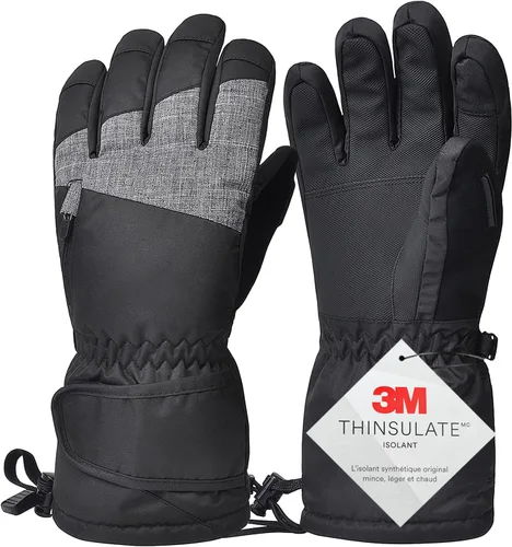 Solaris Guantes de esquí impermeables para hombres y mujeres, guantes de invierno cálidos y acogedores 3M Thinsulate con media máscara de esquí para