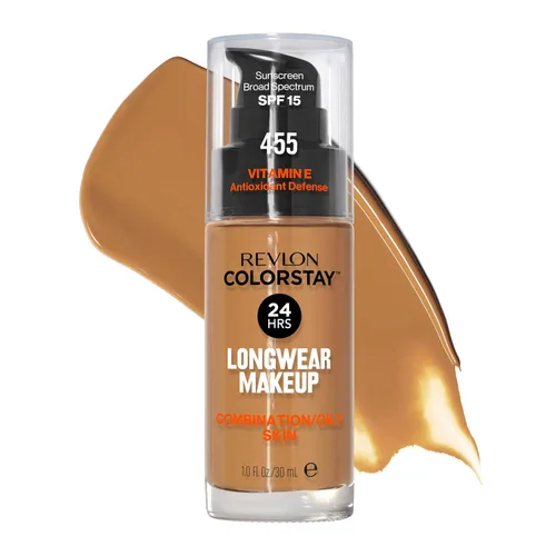 Miniatura 61 de Base líquida de Revlon ColorStay Maquillaje facial para piel mixta y grasa, SPF 15, cobertura media-completa con acabado mate, beige solar (392), 1