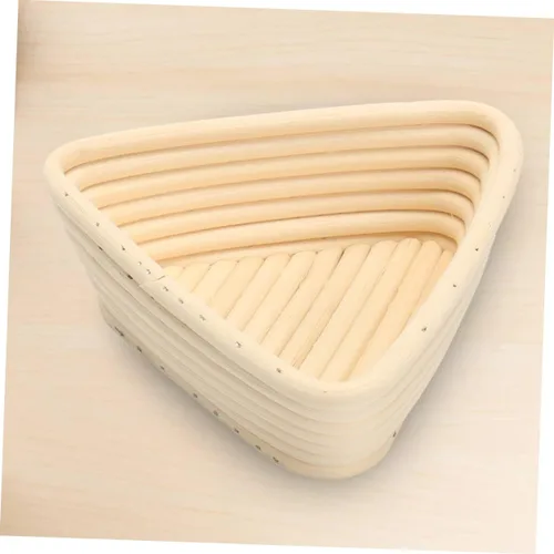 Miniatura 3 de HEMOTON Cesta de prueba tejida a mano, 2 unidades, triangular, suministros para hornear, color caqui, para panaderos caseros para masa madre