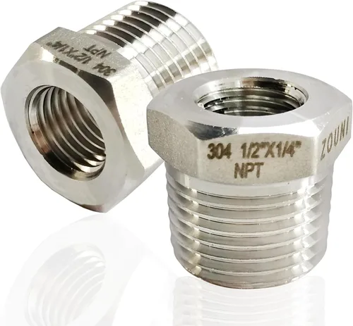 Miniatura 12 de 2 Piezas Buje Hexagonal Reductor, Acero Inoxidable 304 de 1" Macho NPT a 1/2" Hembra NPT (1"MNPT - 1/2"FNPT) Accesorio de Tubería Buje Hexagonal