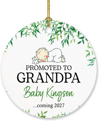 Miniatura 23 de Adorno personalizado para bebé que llega 2027, adorno de Navidad de Bump, elige el nombre del bebé y el año de Navidad para el nuevo abuelo abuela