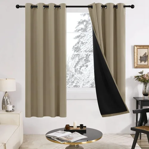 Miniatura 35 de Deconovo Cortinas 100% opacas, cortinas de ventana con aislamiento térmico, paneles reductores de ruido, cortinas de forro negro, con ojales
