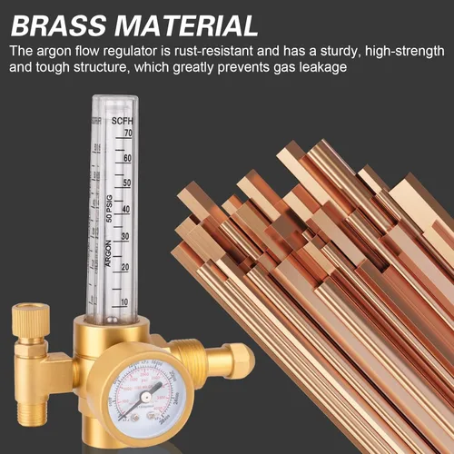 Miniatura 5 de Regulador de CO2 de argón con entrada CGA-580, regulador de presión de gas 0-4000 PSI para máquinas de soldadura TIG MIG, precisión de alto flujo