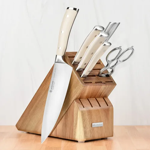Miniatura 7 de Wusthof Classic Ikon Creme - Juego de cuchillos de 7 piezas con bloque de madera de acacia