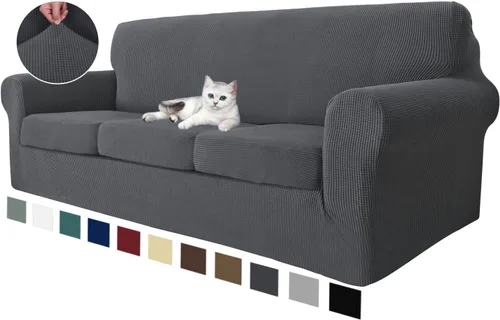 Miniatura 20 de MAXIJIN Fundas para sillas de 2 piezas con brazos, súper elásticas, para sala de estar, perros, a prueba de mascotas, protector de sofá ajustable