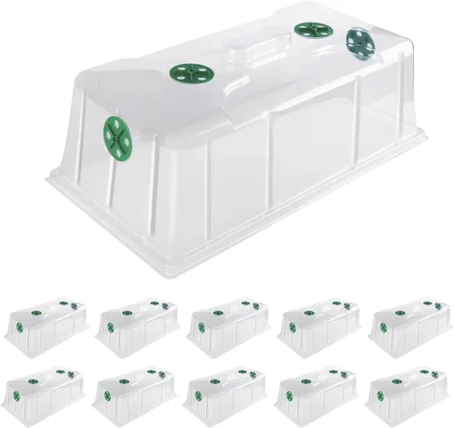 MIXC Paquete de 10 cúpula de humedad de 7 pulgadas de alto extra fuerte, cubierta de bandejas de cultivo 1020, tapa de clonación de semillas de Verde
