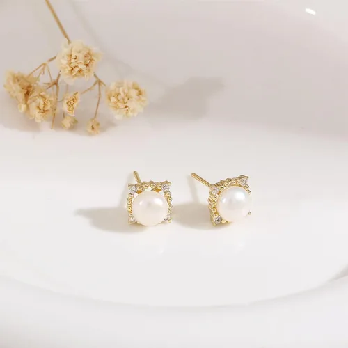 Miniatura 15 de Aretes de perlas para mujer, perlas redondas blancas, aretes de oro envueltos de alambre, joyería hecha a mano para mamá, amante y ella