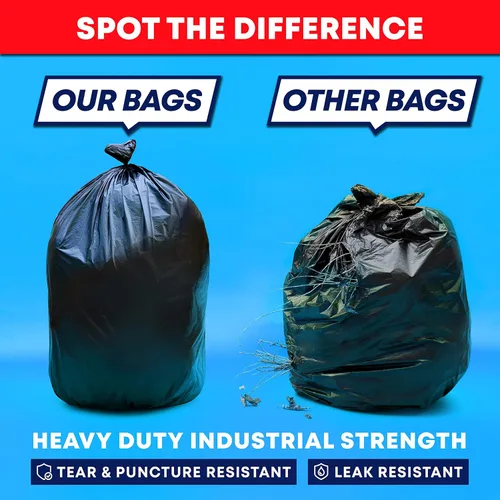 Miniatura 2 de Tasker Bolsas de basura para contratistas de 55 galones, 3 mil resistentes (32 bolsas con lazos) Bolsas de 60 galones para contratistas de 3 mil.