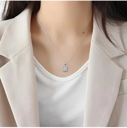 Miniatura 5 de Rnivida Collar con colgante de circonita cúbica de acero inoxidable para mujer, cadena ajustable de 16+2 pulgadas