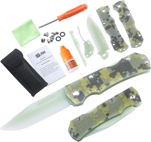 Miniatura 8 de JIN Alpha - Cuchillo de bolsillo para niños, cuchillos de juguete seguros, hoja G10 opaca, EDC plegable, kit de fabricación de bricolaje, cuchillo