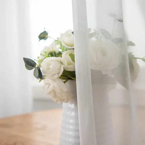 Miniatura 5 de Cortinas traslúcidas blancas con pliegues elegantes de 84 pulgadas, 1 panel, cortinas plisadas para sala de estar, puerta corrediza de vidrio