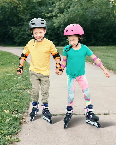 Miniatura 5 de Patines en línea para niños y niñas de 6 a 12 años, patines ajustables para principiantes con ruedas iluminadas para niños, jóvenes y adolescentes