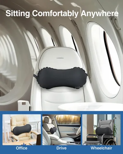 Miniatura 7 de Luxtude Almohada lumbar inflable para viajes en avión, almohada de apoyo lumbar para silla de oficina/coche, almohadas autoinflables de viaje