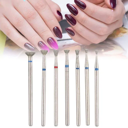 Miniatura 5 de Cabezal de molienda de manicura, 7 brocas de manicura para arte de uñas, juego de brocas de uñas de 0.093 in, broca para arte de uñas, lima de uñas