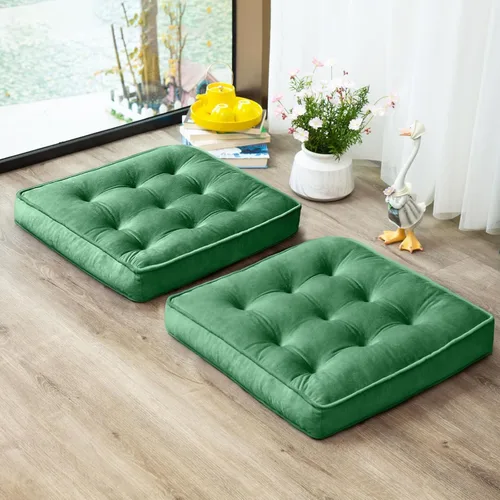 Miniatura 16 de 1 MIDDLE ONE Juego de 2 cojines de piso, cojín de meditación de espuma con memoria, cojines de piso para adultos sentados, cojines de asiento Azul