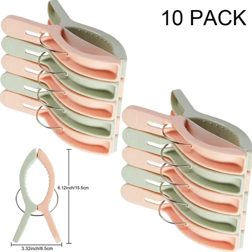 Miniatura 2 de Paquete de 10 clips de toalla de playa para sillas de playa, abrazaderas de toalla de tamaño gigante, sillas de piscina para silla de crucero