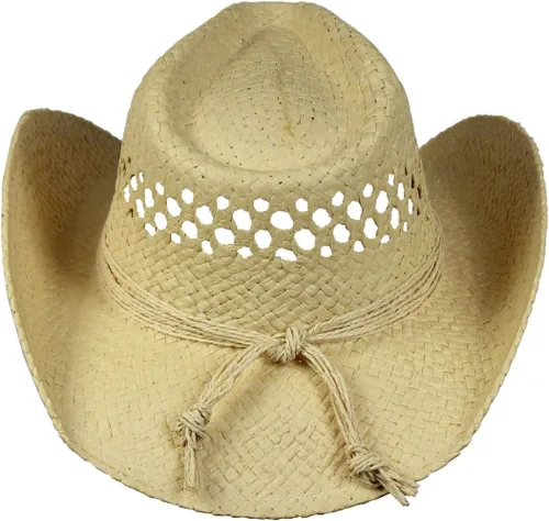 Miniatura 2 de Sombrero de vaquero bohemio con concha de corazón, paja natural Toyo, ala moldeable