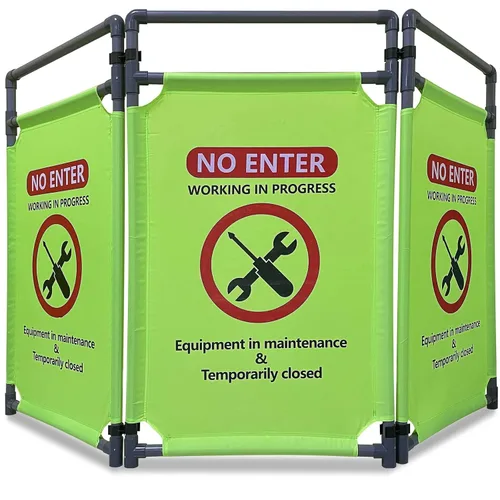 Miniatura 12 de No Entrar - Señales Verdes de Precaución - Señal de 3 Paneles Barreras de Seguridad 97.52 cm Plegable Barrera de Seguridad de PVC de Alta