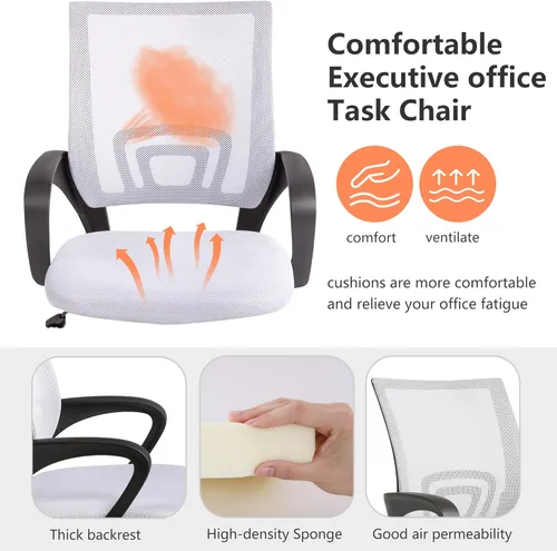 Miniatura 6 de PayLessHere Silla de escritorio ergonómica para oficina en casa, soporte lumbar ajustable, reposabrazos ejecutivo con malla de alta densidad de 360