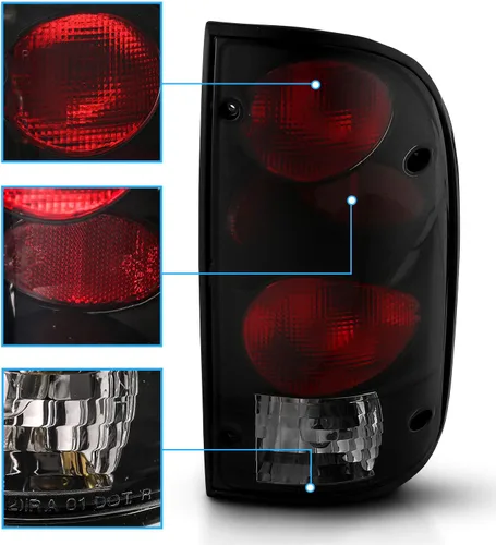 Miniatura 4 de AmeriLite luces traseras de repuesto en humo negro para Toyota Tacoma 1995-2000 con juego de arnés de bombilla - Lado del pasajero y del conductor.
