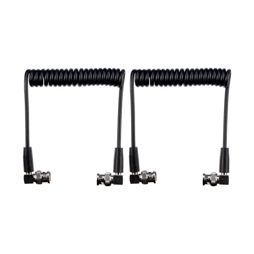 Miniatura 3 de Wooden Camera Cable BNC a BNC en espiral, 10" de reposo a 20" extendido, conectores en ángulo recto, HD, SDI, para sistemas inalámbricos y monitores