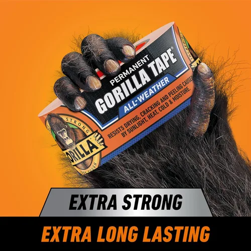 Miniatura 2 de GORILLA - Cinta adhesiva para todo tipo de clima, negra, 1.88 pulgadas x 25 yardas (paquete de 25) - Cinta impermeable resistente a los rayos UV y a