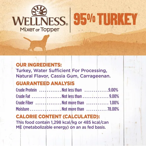 Miniatura 5 de Alimento húmedo Wellness enlatado para perros, sin granos, 95% natural, lata de 13.2 onzas (paquete de 12), Anaranjado