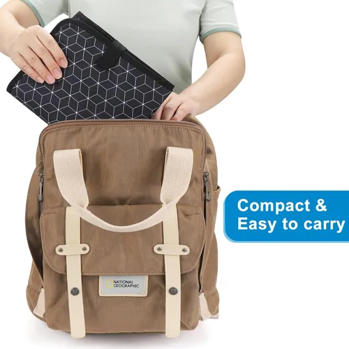 Miniatura 4 de Accmor Cambiador de pañales portátil, tapete cambiador de bebé impermeable, plegable y portátil, cambiador de viaje para bebé, negro