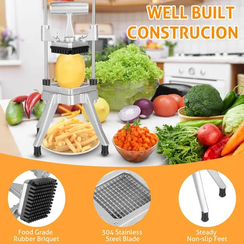 Miniatura 3 de WICHEMI Picador comercial de verduras y frutas, cortador de acero inoxidable para cebollas, papas, pimientos y champiñones (1/4 de pulgada)
