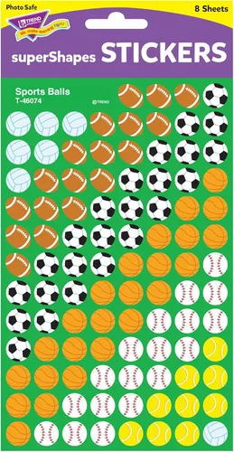 Miniatura 3 de Trend, Inc. - Pegatinas superformas de pelotas deportivas, 800