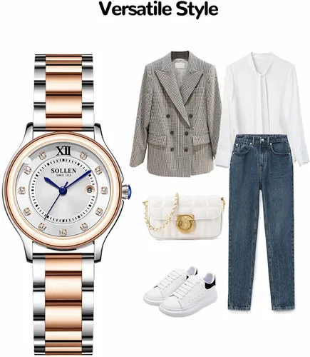 Miniatura 4 de Reloj de cuarzo para mujer, relojes analógicos de cuarzo de moda impermeables para mujer
