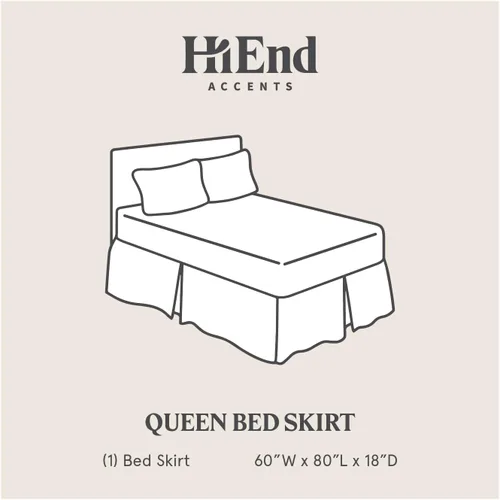 Miniatura 3 de HiEnd Accents Hera - Falda de cama de lino a medida, tamaño súper Queen, color liso rubor, romántica y elegante estilo costero tradicional