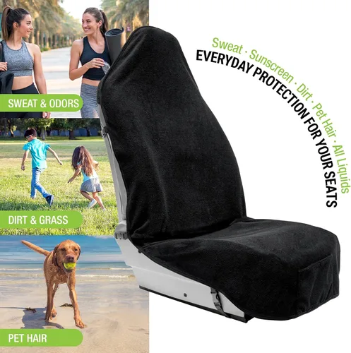 Miniatura 2 de Season Guard Funda de asiento de toalla, protectores impermeables de asiento de automóvil para gimnasio, entrenamiento y estilo de vida activo