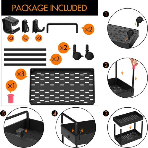 Miniatura 9 de Ronlap Carrito de Almacenamiento Rodante Delgado de 3 Niveles con Ruedas, Carrito Utilitario de Plástico Organizador para Aperitivos, Manualidades