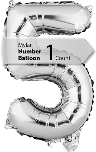 Miniatura 56 de Restaurantware-Balloonify Globo de Número de 16 Pulgadas, 1 Globo Digital para Fiesta - Número 5, Auto-Sellado, Acabado de Mylar de Folio Dorado, Oro