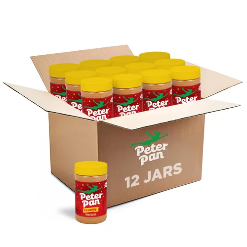 Peter Pan Mantequilla cremosa de maní, hecha con cacahuetes tostados, ideal para sándwiches de mantequilla de maní y mermelada y bocadillos de