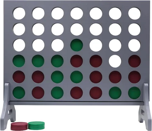 Miniatura 82 de Juego gigante 4 en una fila para familia y adultos – Tailgating Pros Jumbo de madera gris cuatro en una fila juego de patio para interiores