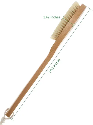 Miniatura 2 de Cepillo de ducha de madera de mango largo con cerdas naturales