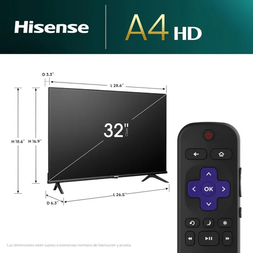 Miniatura 3 de Hisense Serie A4 32A4HNR - Smart Roku TV HD 720p de 32 pulgadas con compatibilidad Alexa - Audio Dolby, diseño de bisel delgado, Asistente de Google