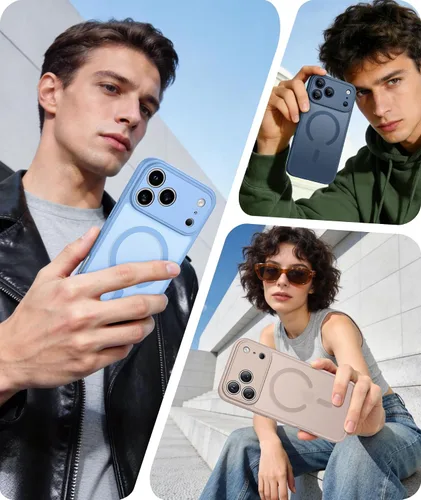 Miniatura 265 de FNTCASE Funda para iPhone 17 Pro: Fundas delgadas translúcidas de color azul claro compatibles con MagSafe, protección completa de la cámara