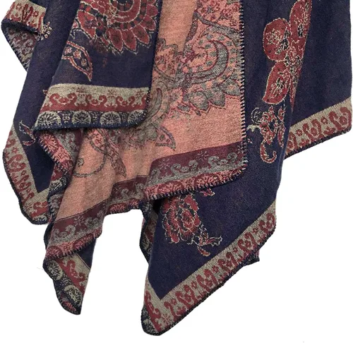 Miniatura 114 de Urban CoCo Poncho de colores para mujer, chal con frente abierto, color en bloques