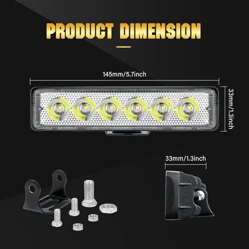 Miniatura 2 de Willpower 1 pieza 18W 15 cm LED Luz de Trabajo Luz de Foco Barra de Luz LED de Fila Única 12V 24V Super Delgada Luces de Conducción Todoterreno