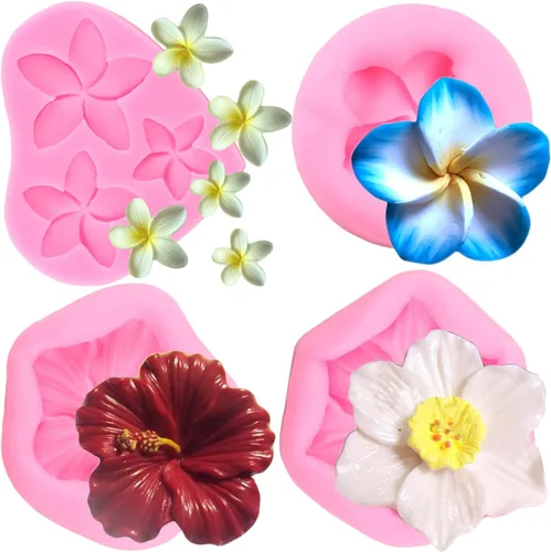 ZiXiang Frangipani Plumeria - Molde de silicona floral de hibisco para fondant de flores de hibisco para decoración de cupcakes, decoración de