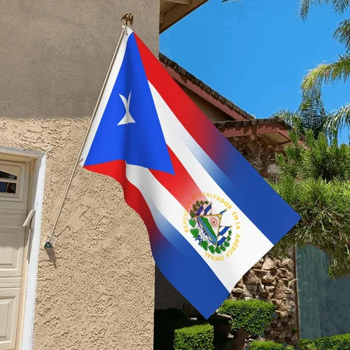 Miniatura 4 de Civilos Bandera de Puerto Rico y El Salvador de 3 x 5 pies de nylon para exteriores/interiores con ojales de latón