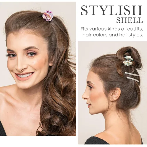 Miniatura 8 de Lurrose Pinzas para el pelo de concha marina: pequeños clips de mandíbula de concha, mini accesorios para el cabello de playa para disfraz de sirena