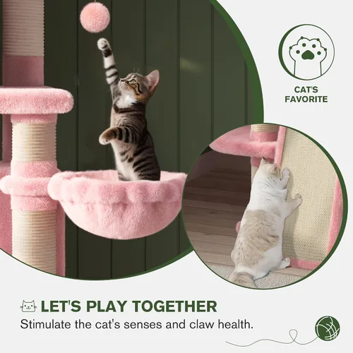 Miniatura 5 de MUTICOR Torre de árbol grande de varios niveles para gatos de 68 pulgadas con condominio/perchas de felpa acogedoras/postes rascadores de sisal